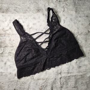 Victoria's Secret Pink Black Lace Strappy Bralette Size Small